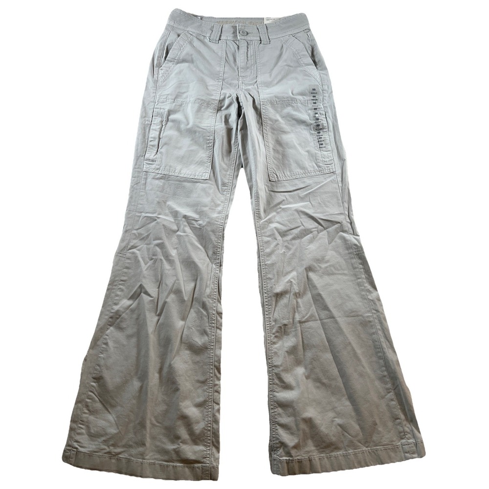 American Eagle Low Rise Baggy Flare Pants Stone‎ Women's Size 24 00 Boho NWT